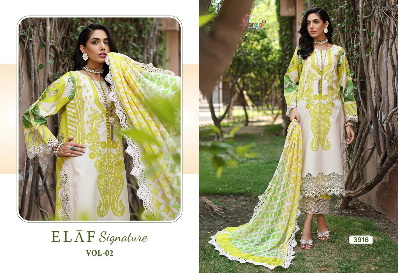 SHREE FABS ELAF SIGNATURE VOL-2 WHOLESALE PURE LAWN COTTON PRINT WITH PATCH WORK DESIGNER PAKISTANI SUITS