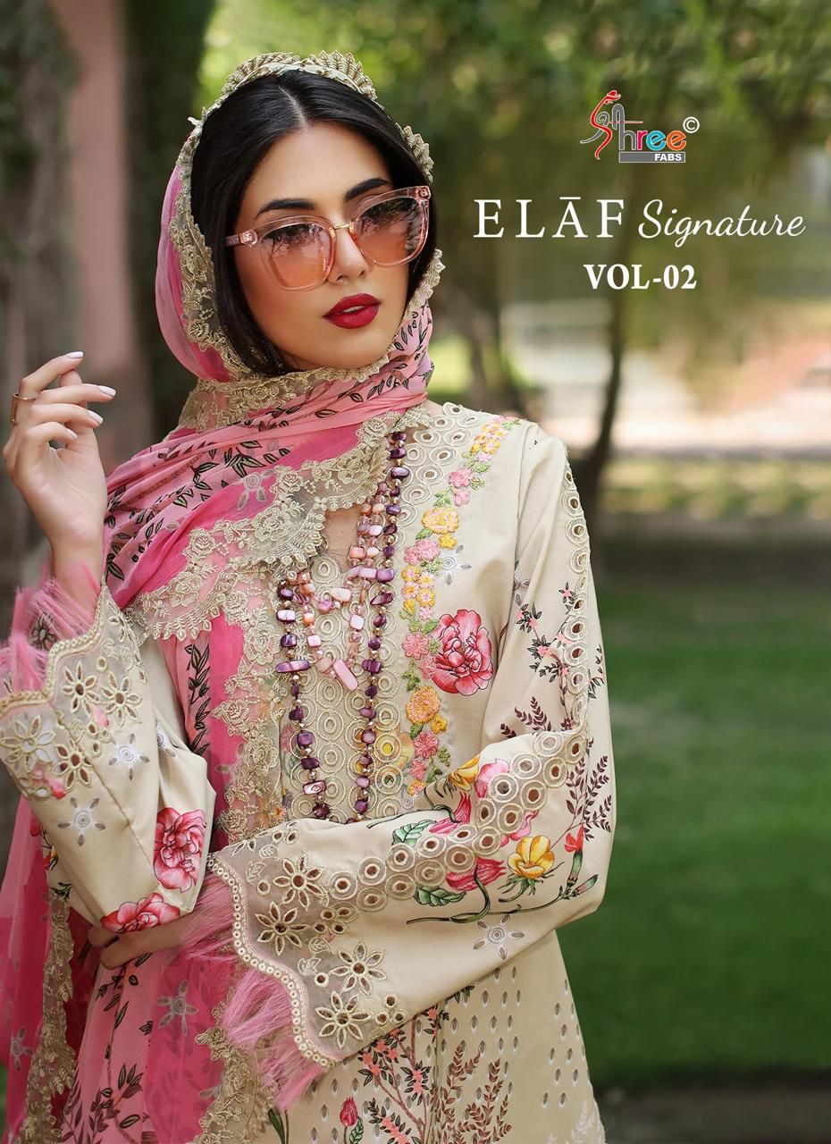 SHREE FABS ELAF SIGNATURE VOL-2 WHOLESALE PURE LAWN COTTON PRINT WITH PATCH WORK DESIGNER PAKISTANI SUITS