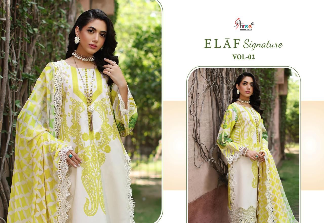 SHREE FABS ELAF SIGNATURE VOL-2 WHOLESALE PURE LAWN COTTON PRINT WITH PATCH WORK DESIGNER PAKISTANI SUITS
