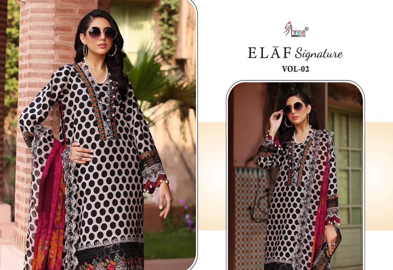 SHREE FABS ELAF SIGNATURE VOL-2 WHOLESALE PURE LAWN COTTON PRINT WITH PATCH WORK DESIGNER PAKISTANI SUITS