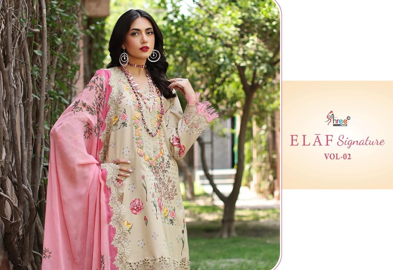 SHREE FABS ELAF SIGNATURE VOL-2 WHOLESALE PURE LAWN COTTON PRINT WITH PATCH WORK DESIGNER PAKISTANI SUITS