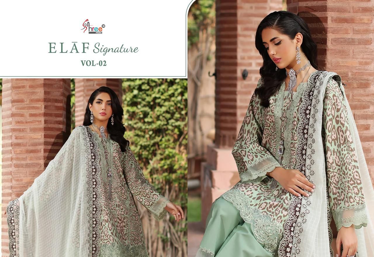 SHREE FABS ELAF SIGNATURE VOL-2 WHOLESALE PURE LAWN COTTON PRINT WITH PATCH WORK DESIGNER PAKISTANI SUITS