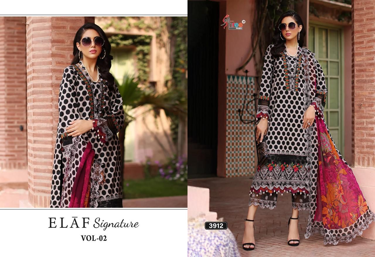 SHREE FABS ELAF SIGNATURE VOL-2 WHOLESALE PURE LAWN COTTON PRINT WITH PATCH WORK DESIGNER PAKISTANI SUITS