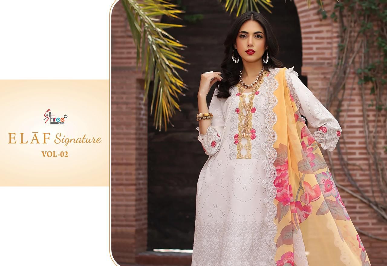 SHREE FABS ELAF SIGNATURE VOL-2 WHOLESALE PURE LAWN COTTON PRINT WITH PATCH WORK DESIGNER PAKISTANI SUITS