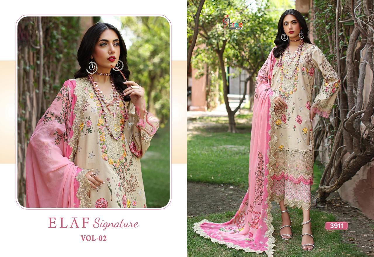 SHREE FABS ELAF SIGNATURE VOL-2 WHOLESALE PURE LAWN COTTON PRINT WITH PATCH WORK DESIGNER PAKISTANI SUITS