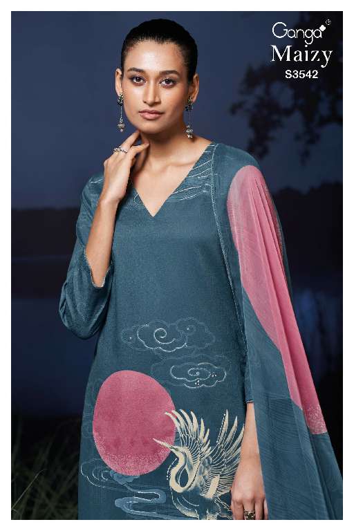 GANGA MAIZY S3542 WHOLESALE PREMIUM COTTON PRINTED WITH HAND EMBROIDERY SALWAR SUITS