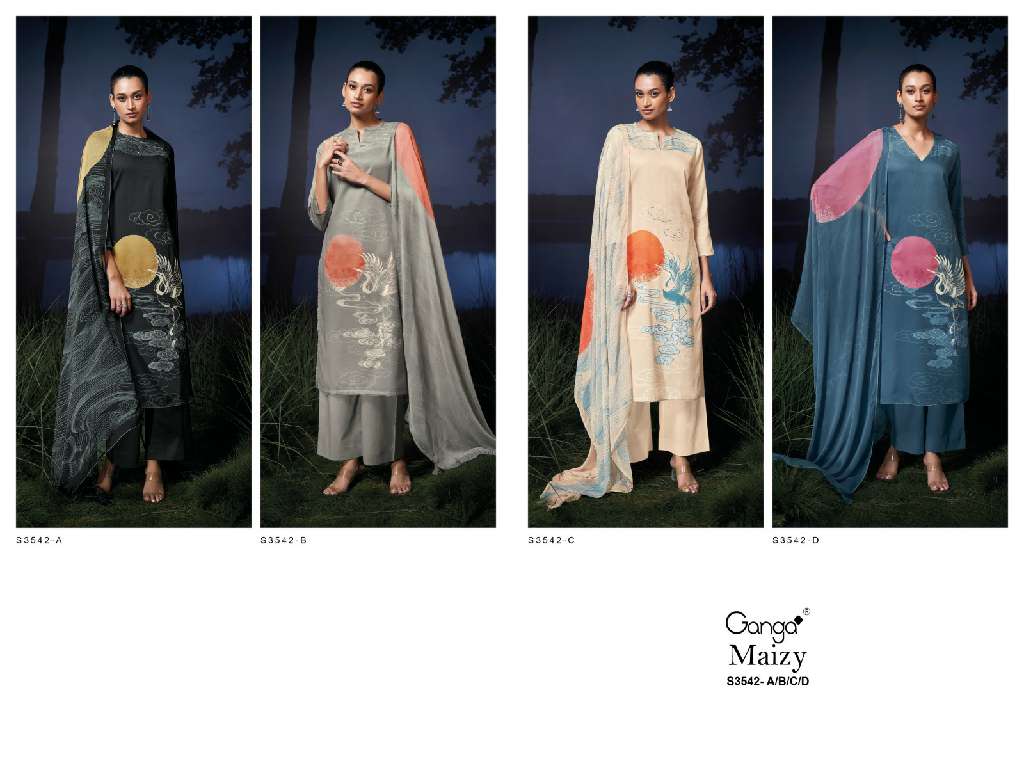 GANGA MAIZY S3542 WHOLESALE PREMIUM COTTON PRINTED WITH HAND EMBROIDERY SALWAR SUITS