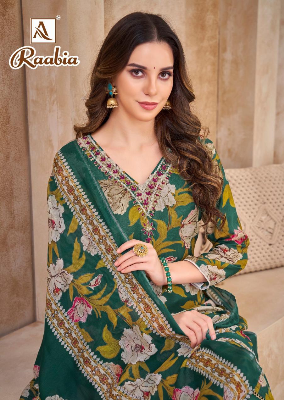 ALOK SUIT PRESENT RAABIA MUSLIN FANCY HAND WORK UNSTITCH SALWAR SUIT