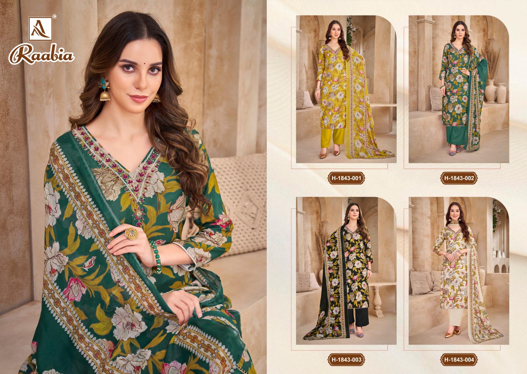 ALOK SUIT PRESENT RAABIA MUSLIN FANCY HAND WORK UNSTITCH SALWAR SUIT