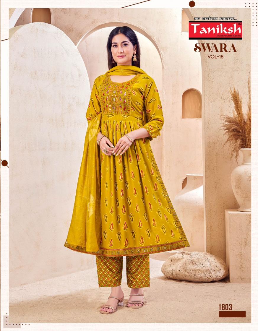SWARA VOL 18 BY TANIKSH CAPSULE RAYON FULL STITCH CASUAL NAYRA SUIT FOR LADIES