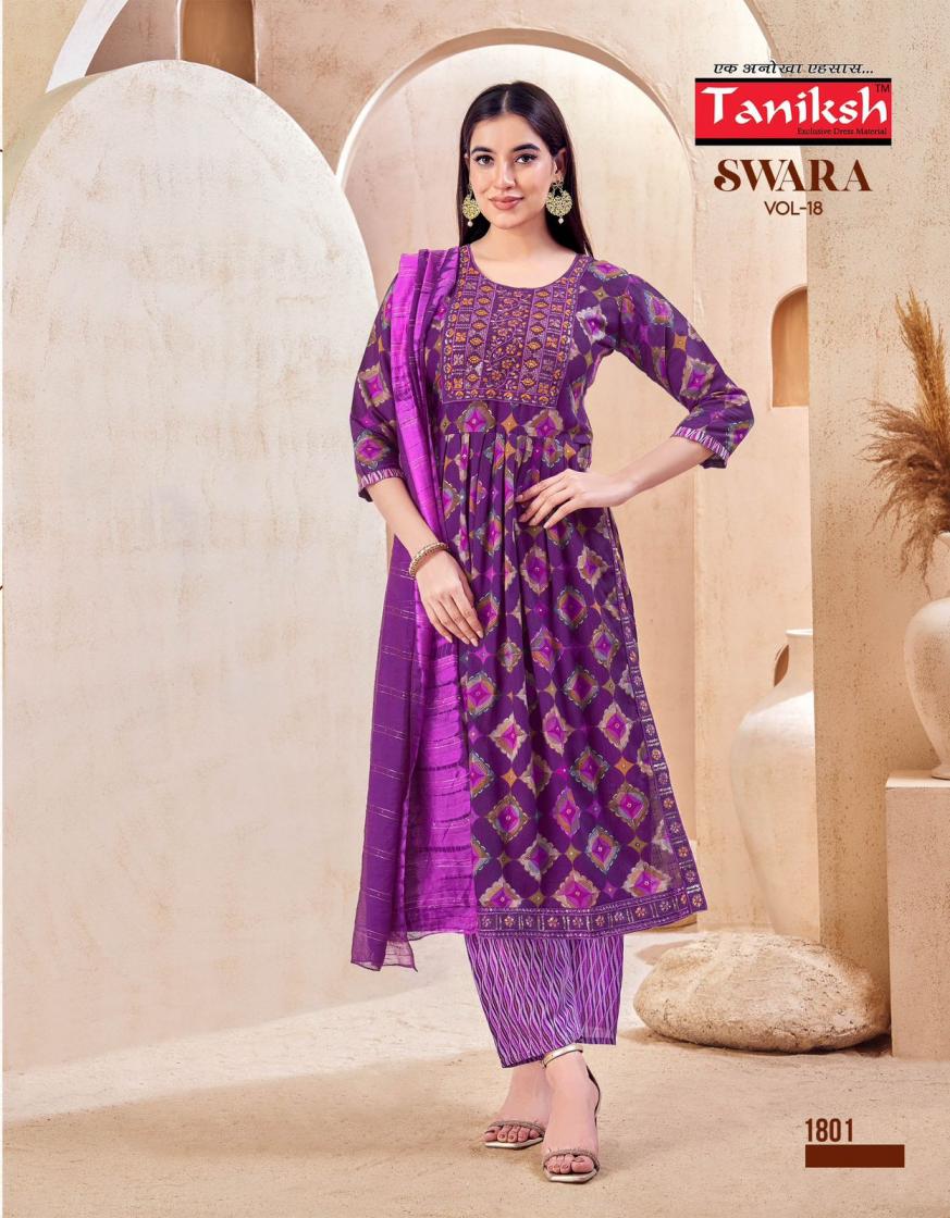SWARA VOL 18 BY TANIKSH CAPSULE RAYON FULL STITCH CASUAL NAYRA SUIT FOR LADIES