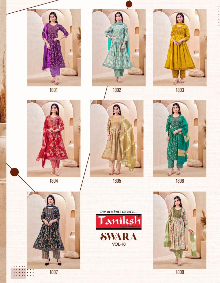 SWARA VOL 18 BY TANIKSH CAPSULE RAYON FULL STITCH CASUAL NAYRA SUIT FOR LADIES