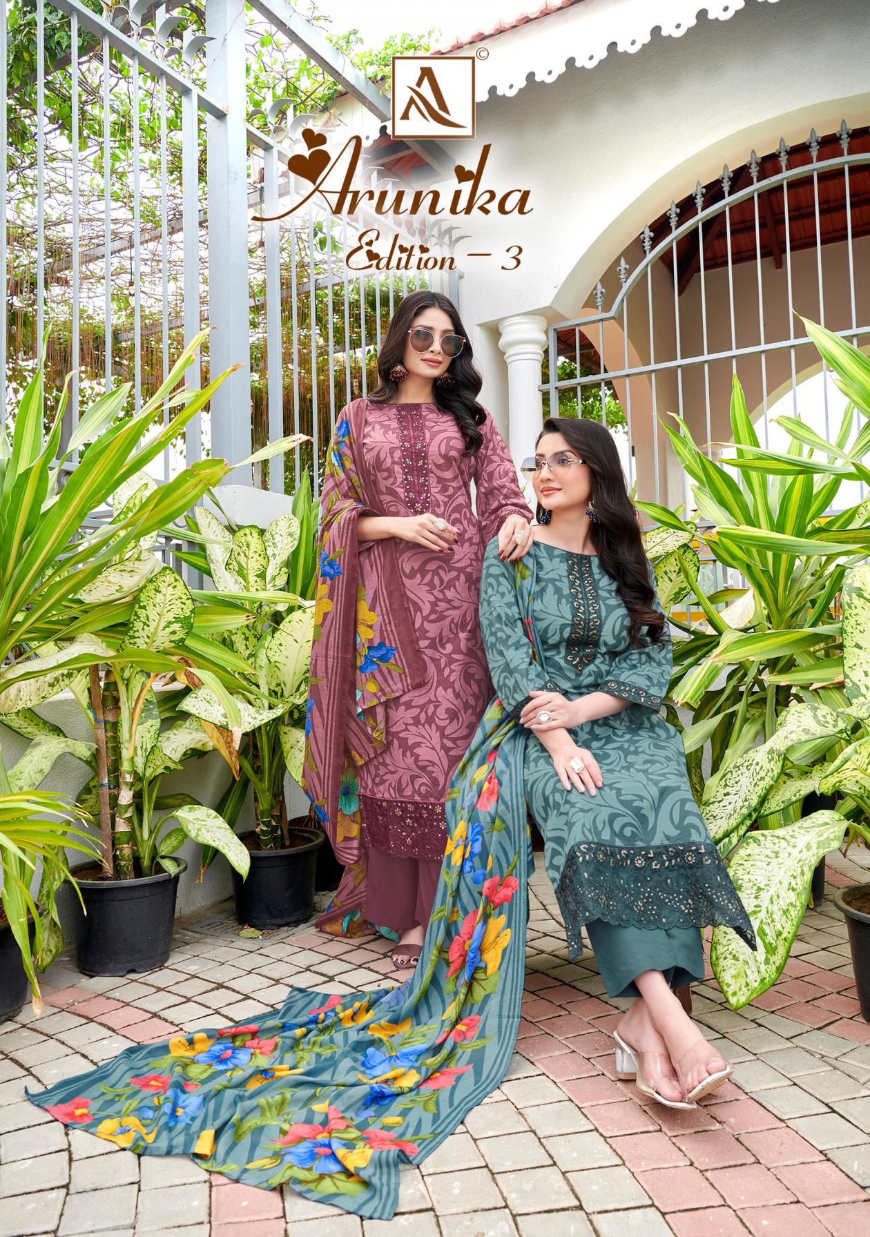 ALOK ARUNIKA VOL 3 CAMBRIC PRINT UNIQUE COLOURS SALWAR KAMEEZ