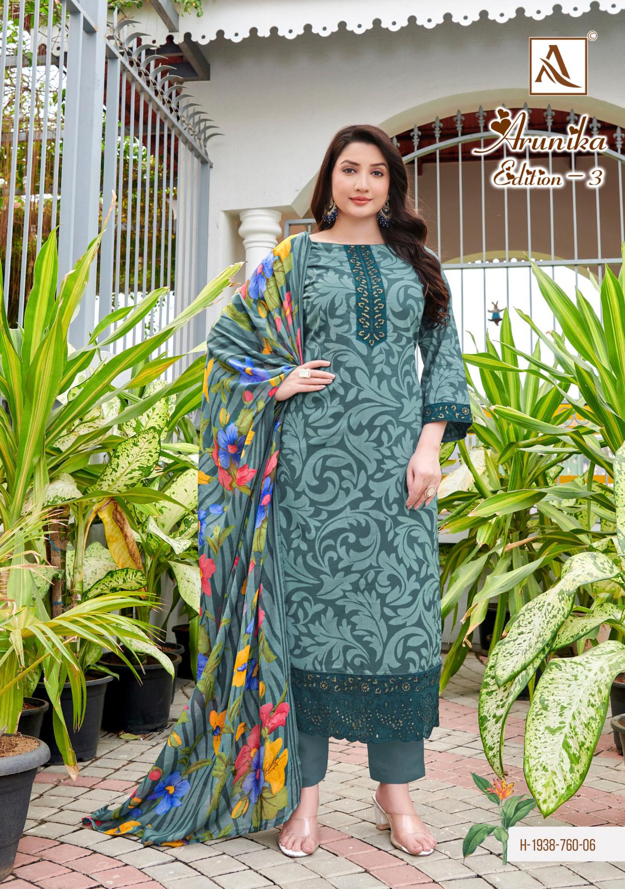 ALOK ARUNIKA VOL 3 CAMBRIC PRINT UNIQUE COLOURS SALWAR KAMEEZ