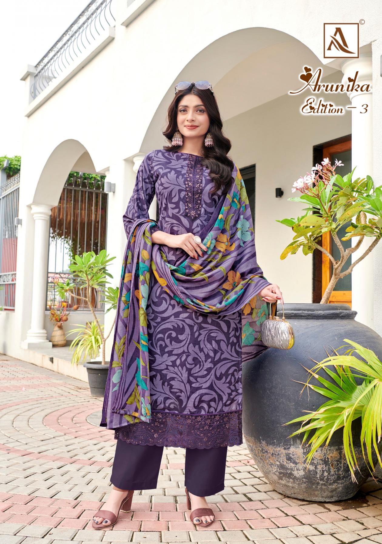 ALOK ARUNIKA VOL 3 CAMBRIC PRINT UNIQUE COLOURS SALWAR KAMEEZ