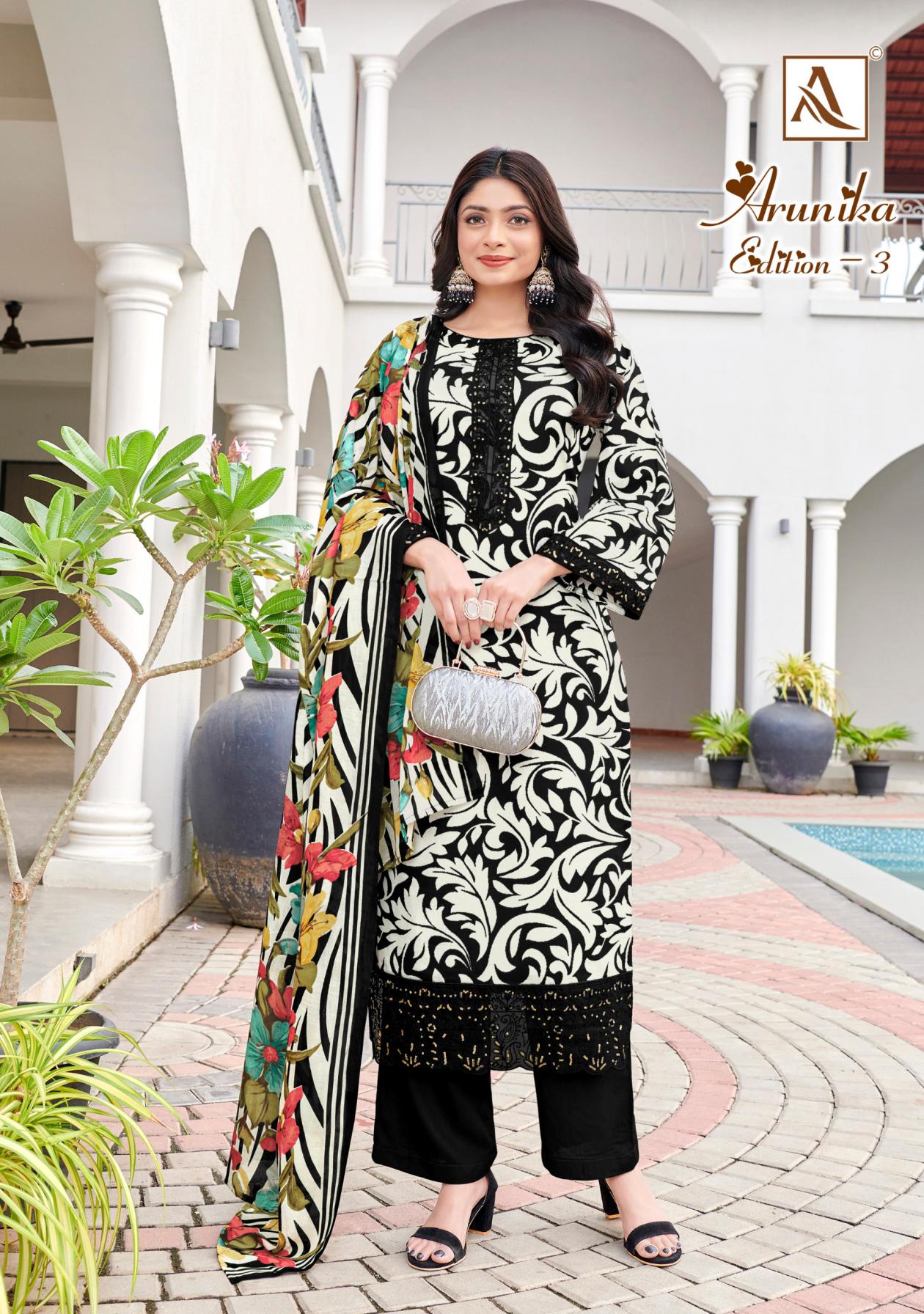ALOK ARUNIKA VOL 3 CAMBRIC PRINT UNIQUE COLOURS SALWAR KAMEEZ