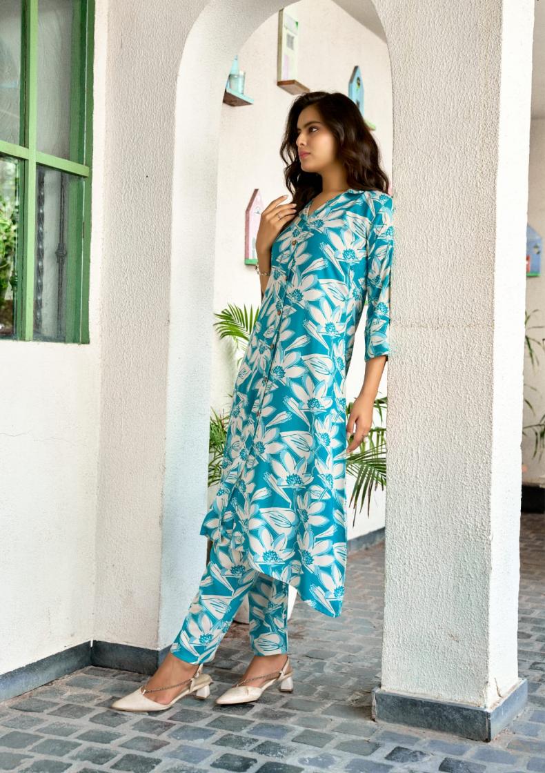 TRENDY TOUCH BY TIPS AND TOPS RAYON READYMADE ETHNIC A-LINE CO-ORD SET