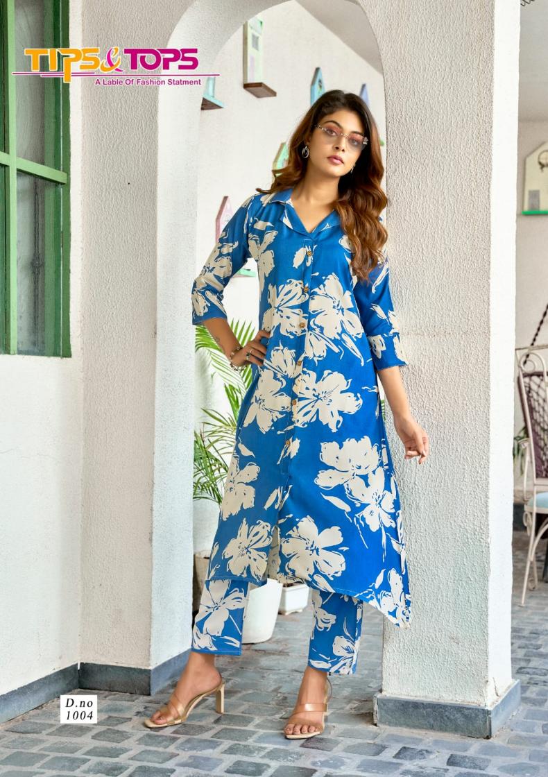 TRENDY TOUCH BY TIPS AND TOPS RAYON READYMADE ETHNIC A-LINE CO-ORD SET