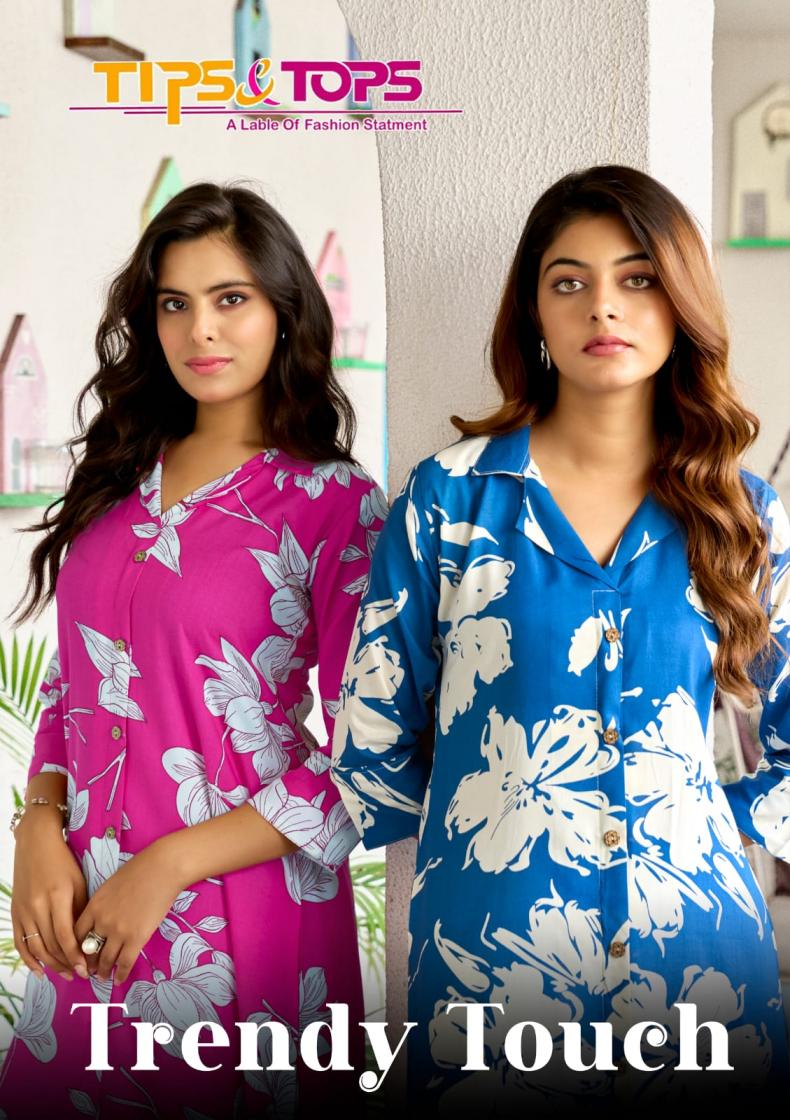 TRENDY TOUCH BY TIPS AND TOPS RAYON READYMADE ETHNIC A-LINE CO-ORD SET