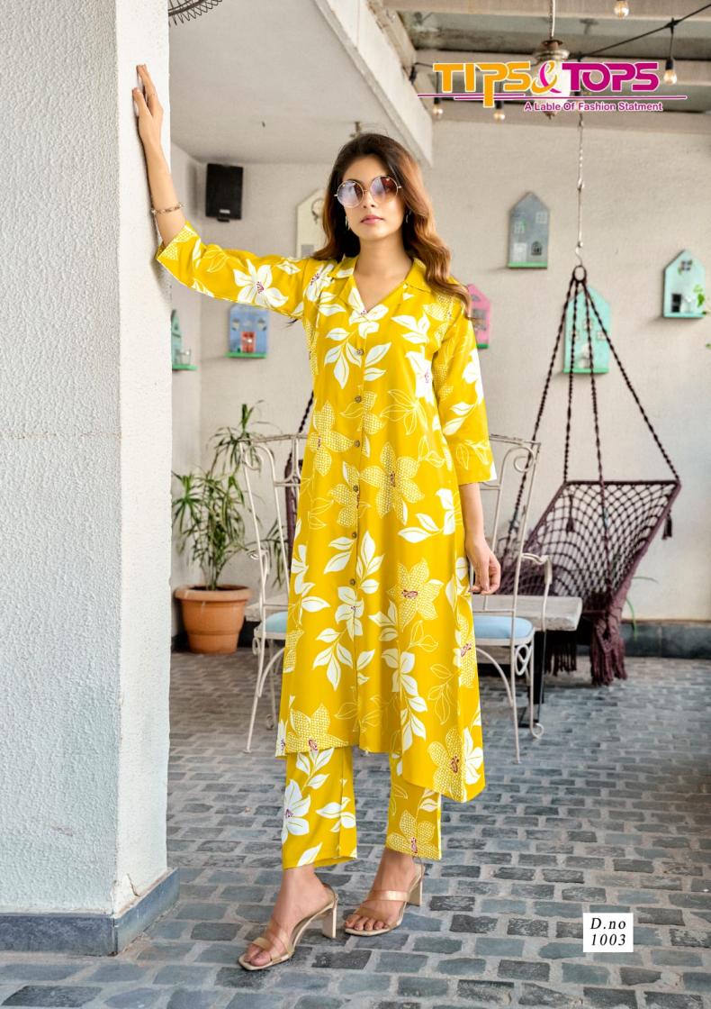 TRENDY TOUCH BY TIPS AND TOPS RAYON READYMADE ETHNIC A-LINE CO-ORD SET