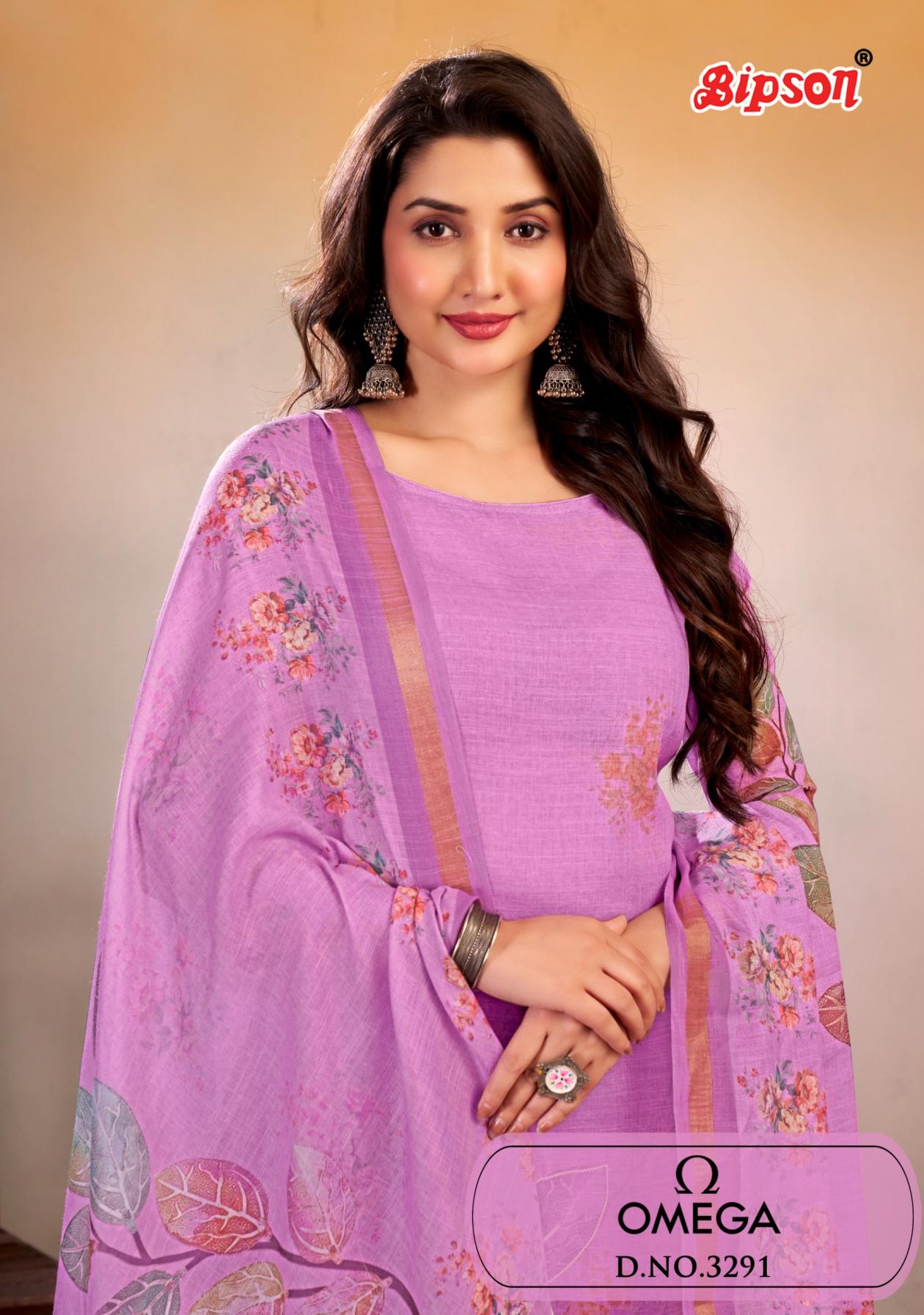 BIPSON PRINTS OMEGA 3291 LINEN PRETTY LOOK UNSTITCH SALWAR KAMEEZ