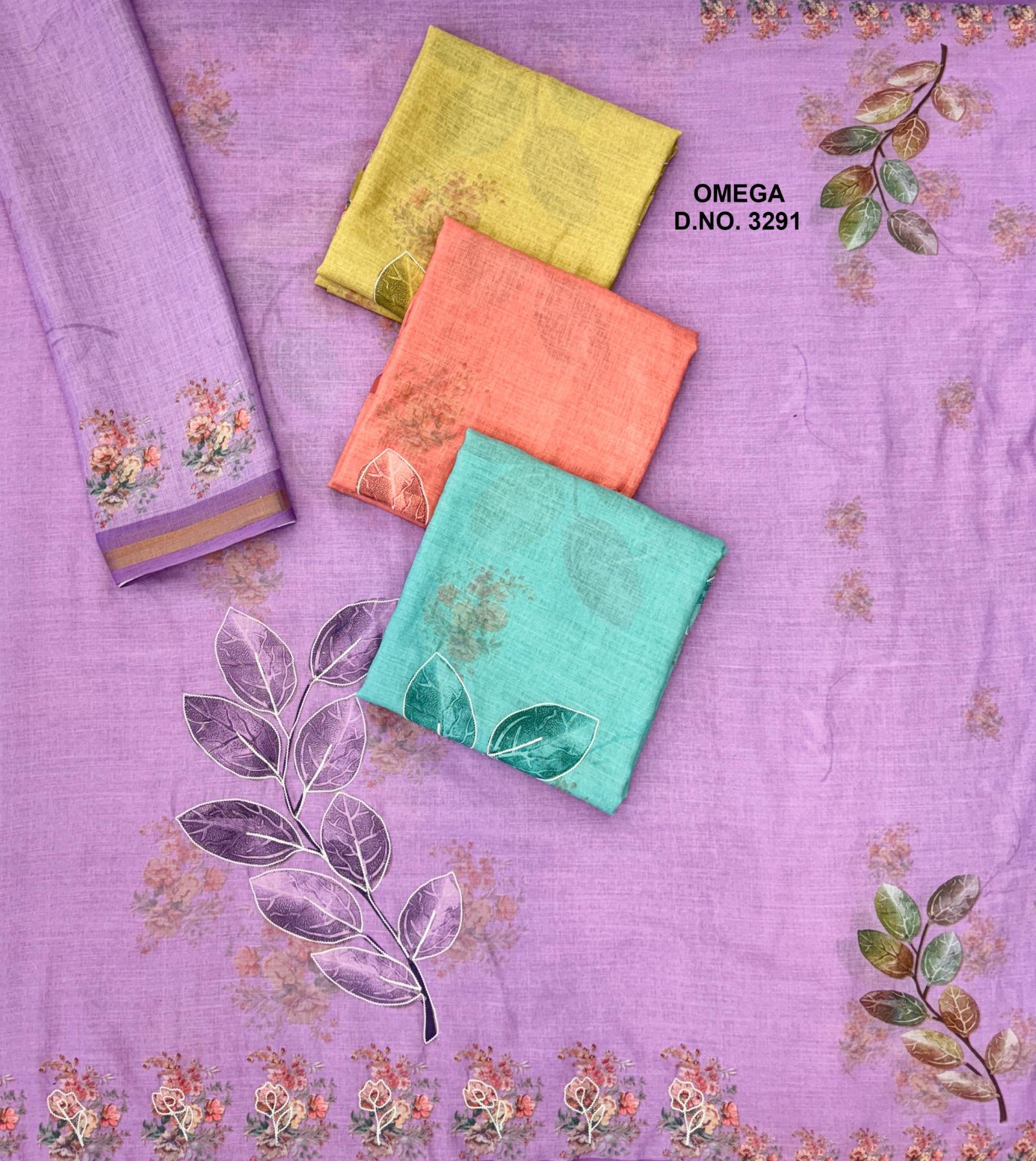BIPSON PRINTS OMEGA 3291 LINEN PRETTY LOOK UNSTITCH SALWAR KAMEEZ