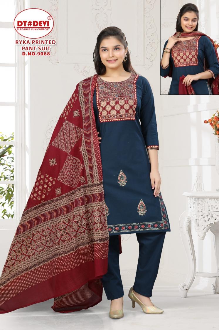 DT DEVI RYKA PRINTED PANT SUIT 9068 COTTON PRETTY LOOK KIDS COMBO SUIT FOR GIRLS