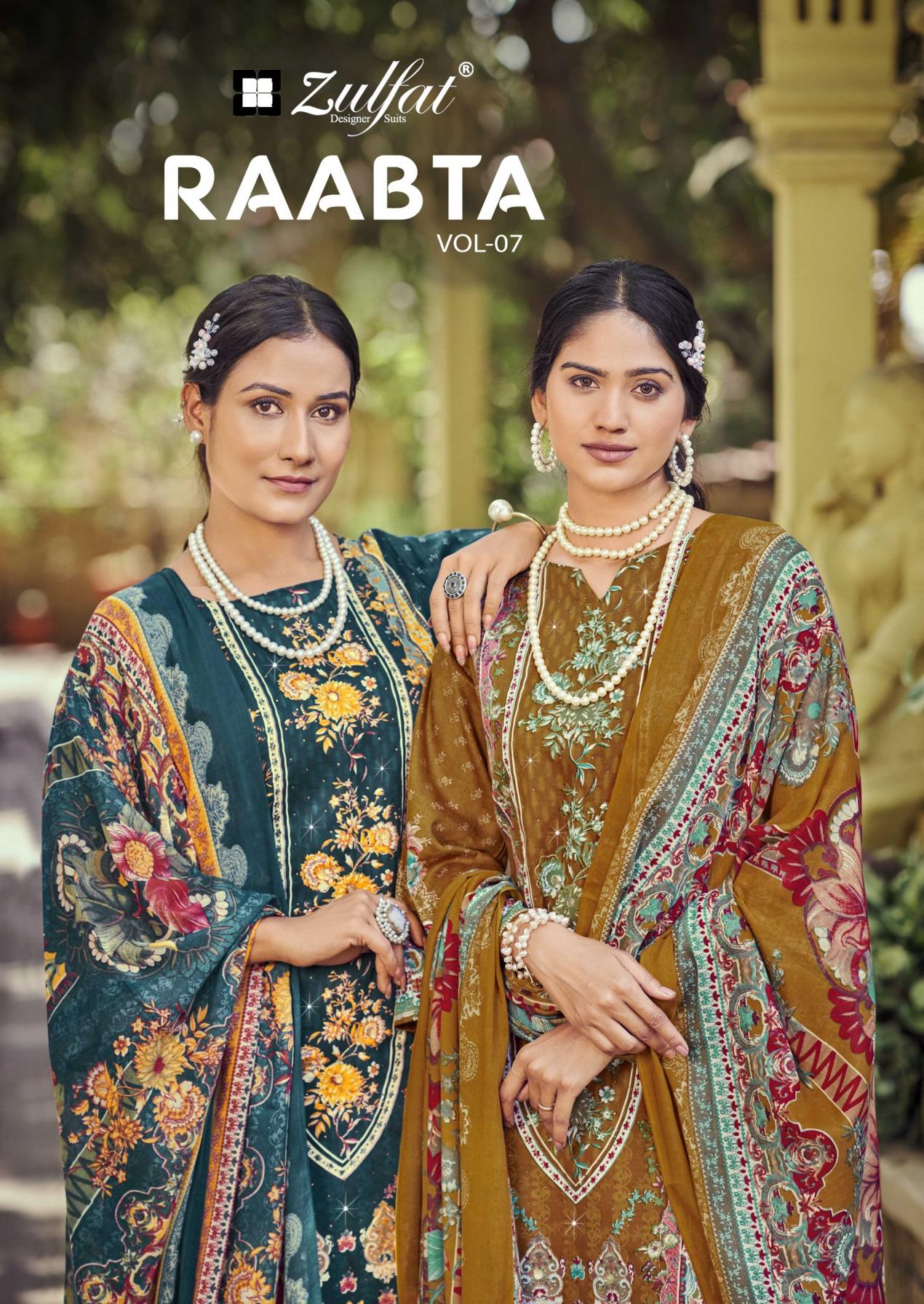 RAABTA VOL 7 BY ZULFAT DESIGNER JAM COTTON UNSTITCHED PAKISTANI SUIT FOR WOMENS