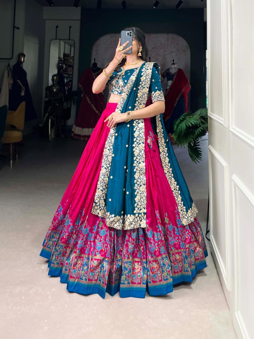 LNB 1238 TUSSAR SILK GORGEOUS LOOK STITCH LEHENGA UNSTITCH CHOLI FOR WOMENS