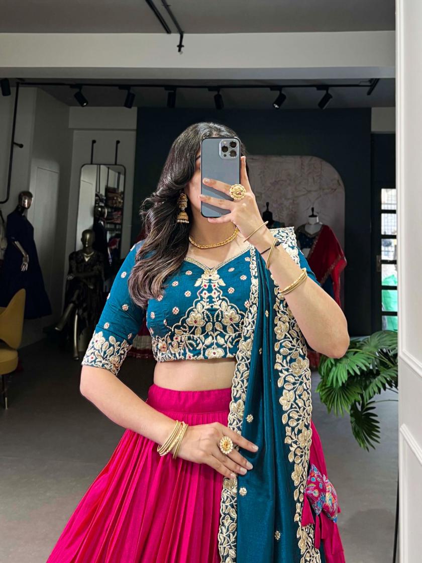 LNB 1238 TUSSAR SILK GORGEOUS LOOK STITCH LEHENGA UNSTITCH CHOLI FOR WOMENS