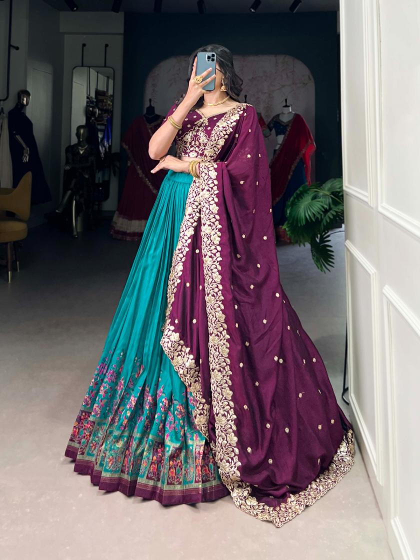 LNB 1238 TUSSAR SILK GORGEOUS LOOK STITCH LEHENGA UNSTITCH CHOLI FOR WOMENS
