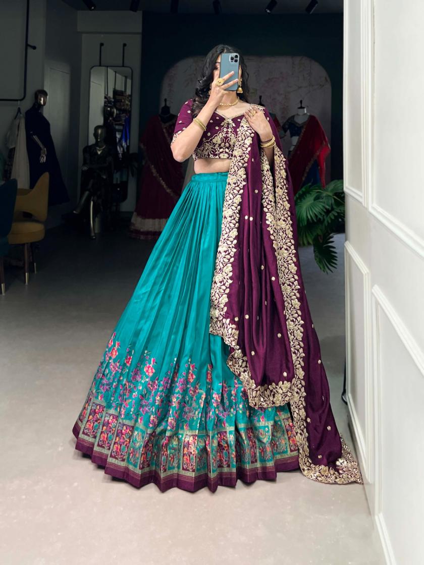 LNB 1238 TUSSAR SILK GORGEOUS LOOK STITCH LEHENGA UNSTITCH CHOLI FOR WOMENS
