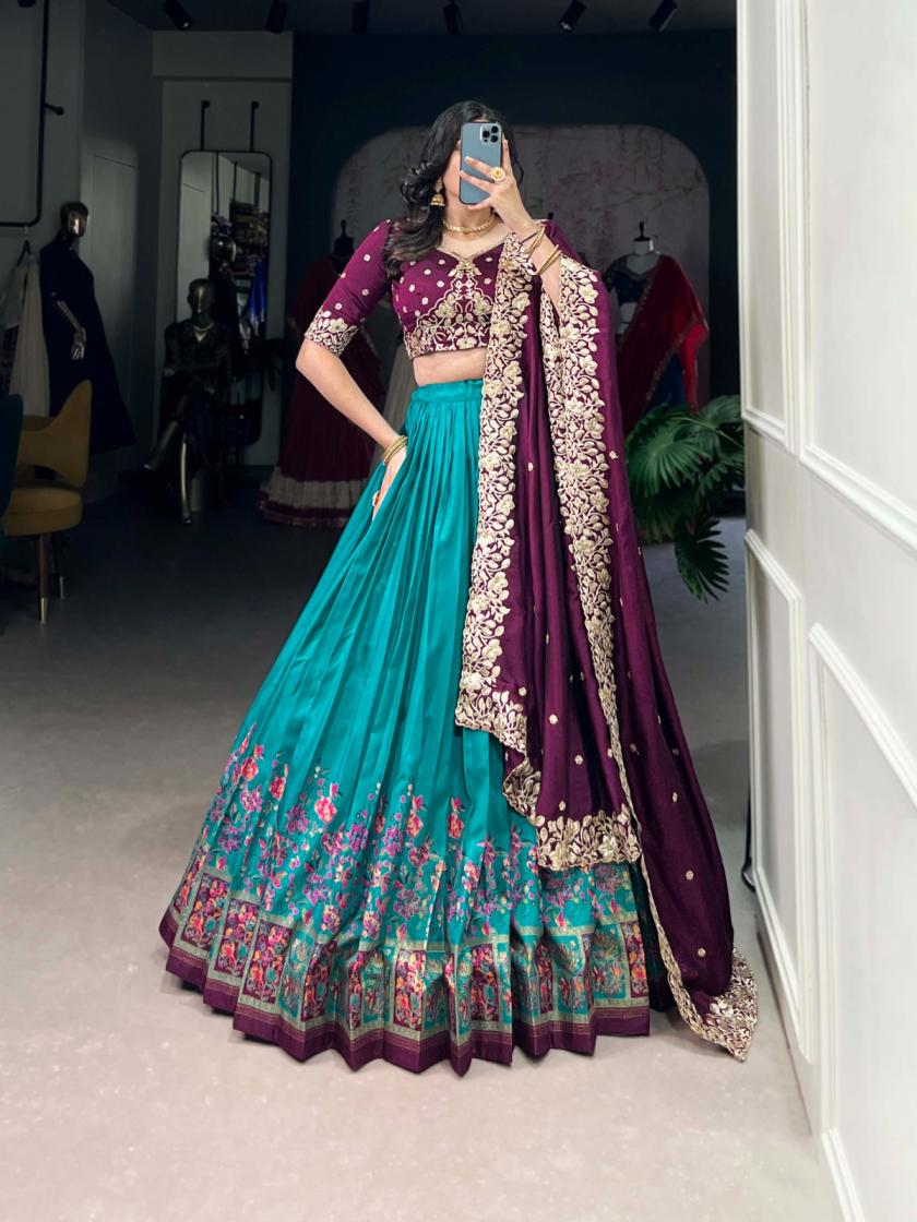 LNB 1238 TUSSAR SILK GORGEOUS LOOK STITCH LEHENGA UNSTITCH CHOLI FOR WOMENS