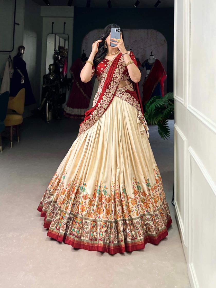 LNB 1238 TUSSAR SILK GORGEOUS LOOK STITCH LEHENGA UNSTITCH CHOLI FOR WOMENS