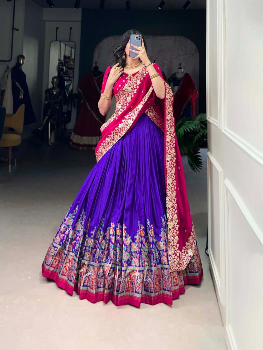 LNB 1238 TUSSAR SILK GORGEOUS LOOK STITCH LEHENGA UNSTITCH CHOLI FOR WOMENS