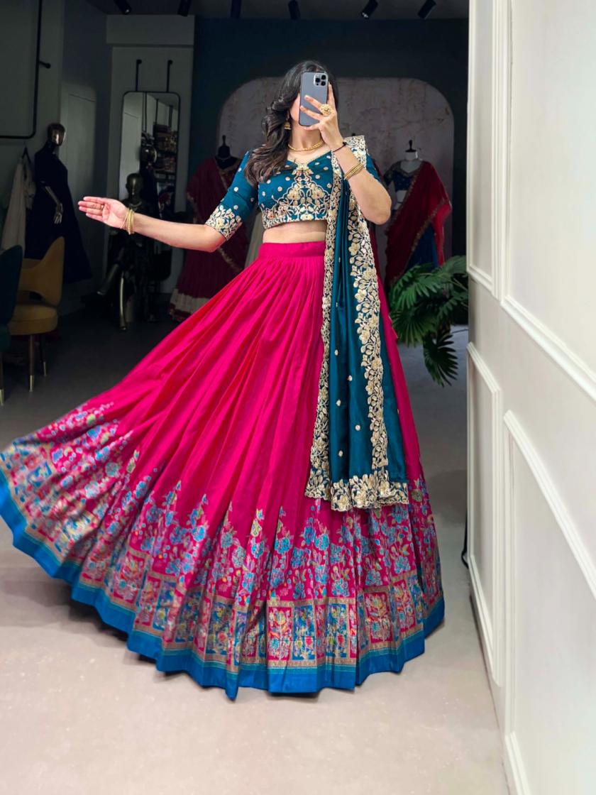 LNB 1238 TUSSAR SILK GORGEOUS LOOK STITCH LEHENGA UNSTITCH CHOLI FOR WOMENS