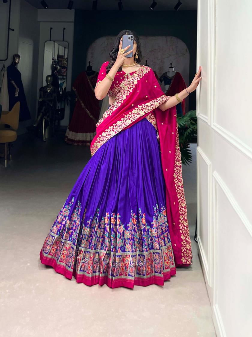 LNB 1238 TUSSAR SILK GORGEOUS LOOK STITCH LEHENGA UNSTITCH CHOLI FOR WOMENS