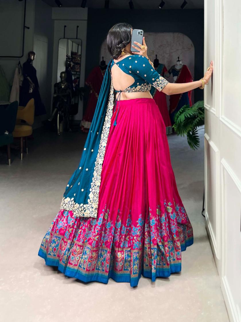 LNB 1238 TUSSAR SILK GORGEOUS LOOK STITCH LEHENGA UNSTITCH CHOLI FOR WOMENS