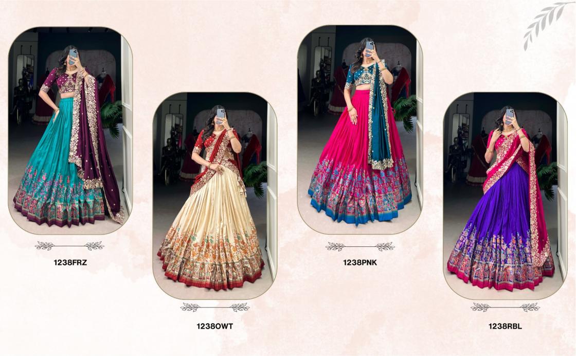 LNB 1238 TUSSAR SILK GORGEOUS LOOK STITCH LEHENGA UNSTITCH CHOLI FOR WOMENS