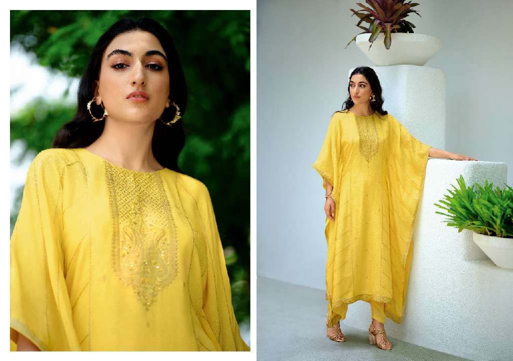 Varsha Julia Wholesale Viscose Woven Handwork Kaftan With Pants