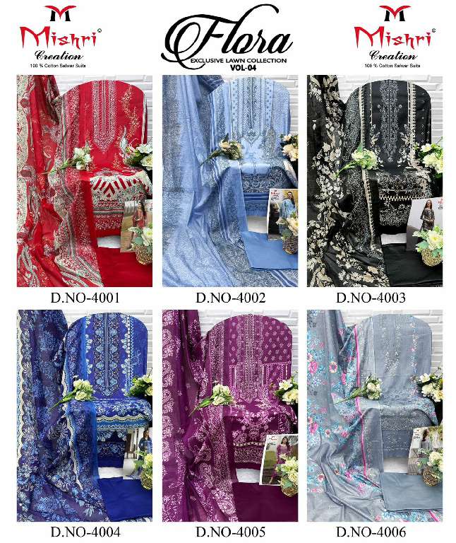 Mishri Flora Vol-4 Wholesale Exclusive Lawn Printed Dress Material