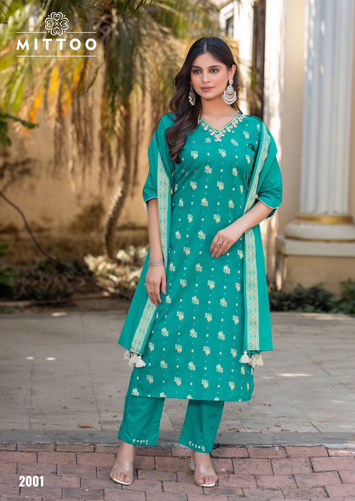 MITTOO LAUNCH HANSIKA WHOLESALE BEAUTIFUL READYMADE COTTON JEQURD WITH HAND WORK SUITS