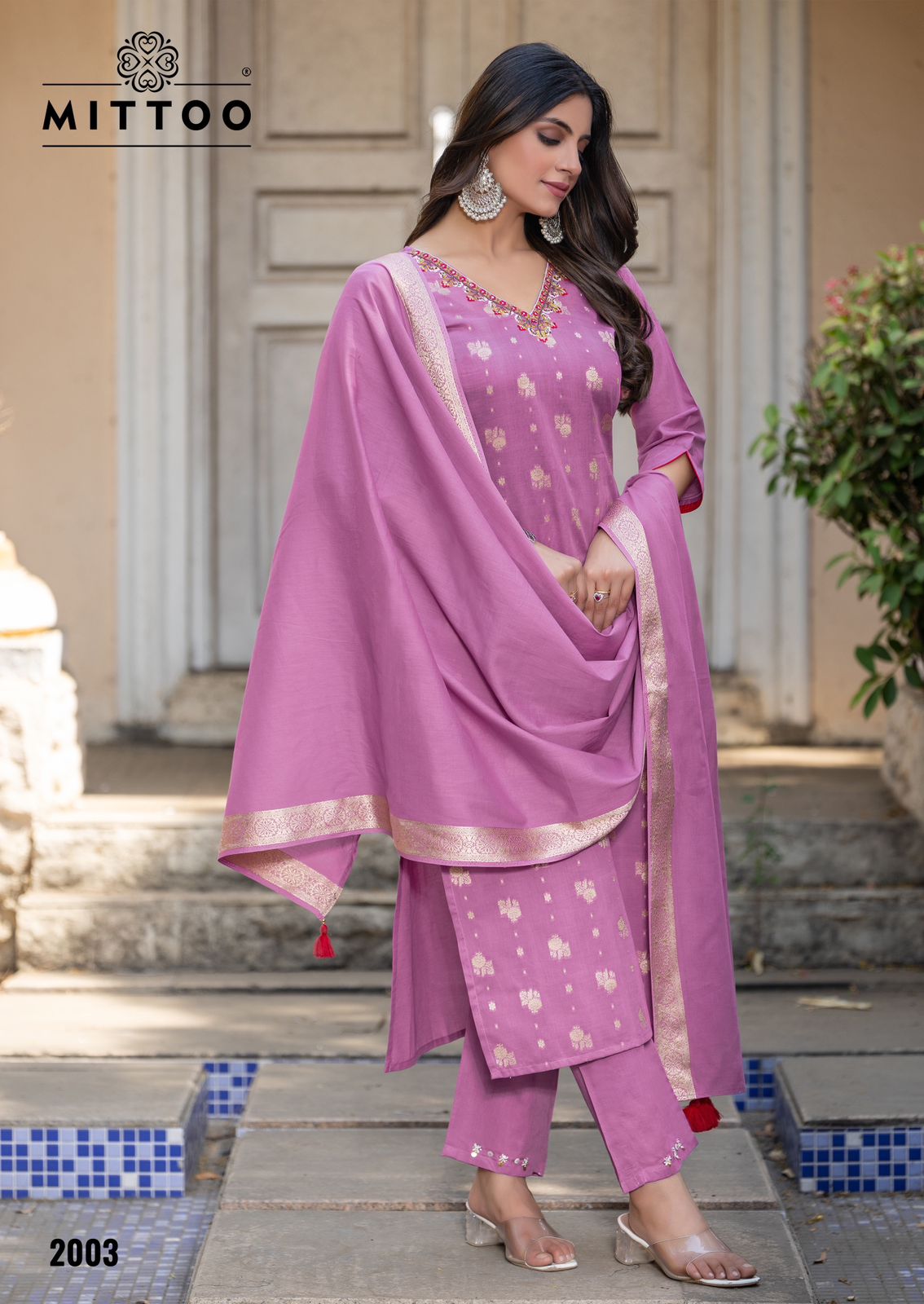 MITTOO LAUNCH HANSIKA WHOLESALE BEAUTIFUL READYMADE COTTON JEQURD WITH HAND WORK SUITS