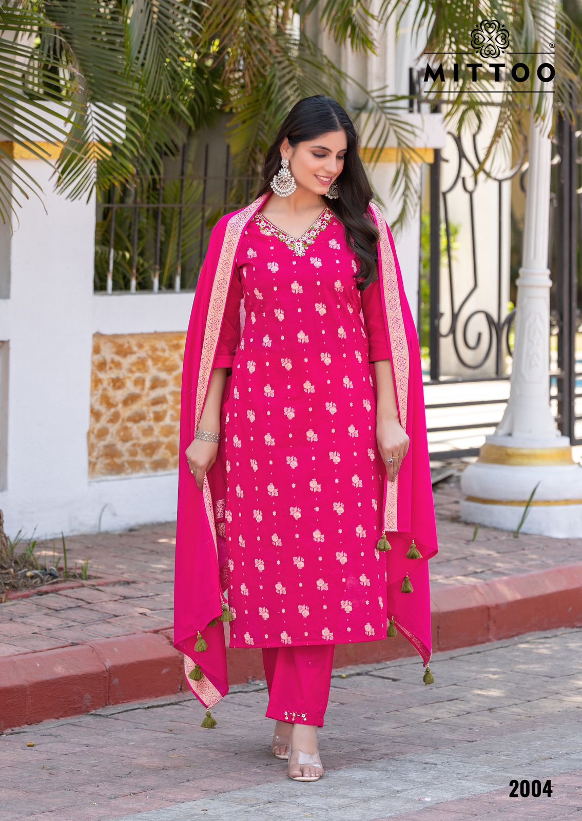 MITTOO LAUNCH HANSIKA WHOLESALE BEAUTIFUL READYMADE COTTON JEQURD WITH HAND WORK SUITS
