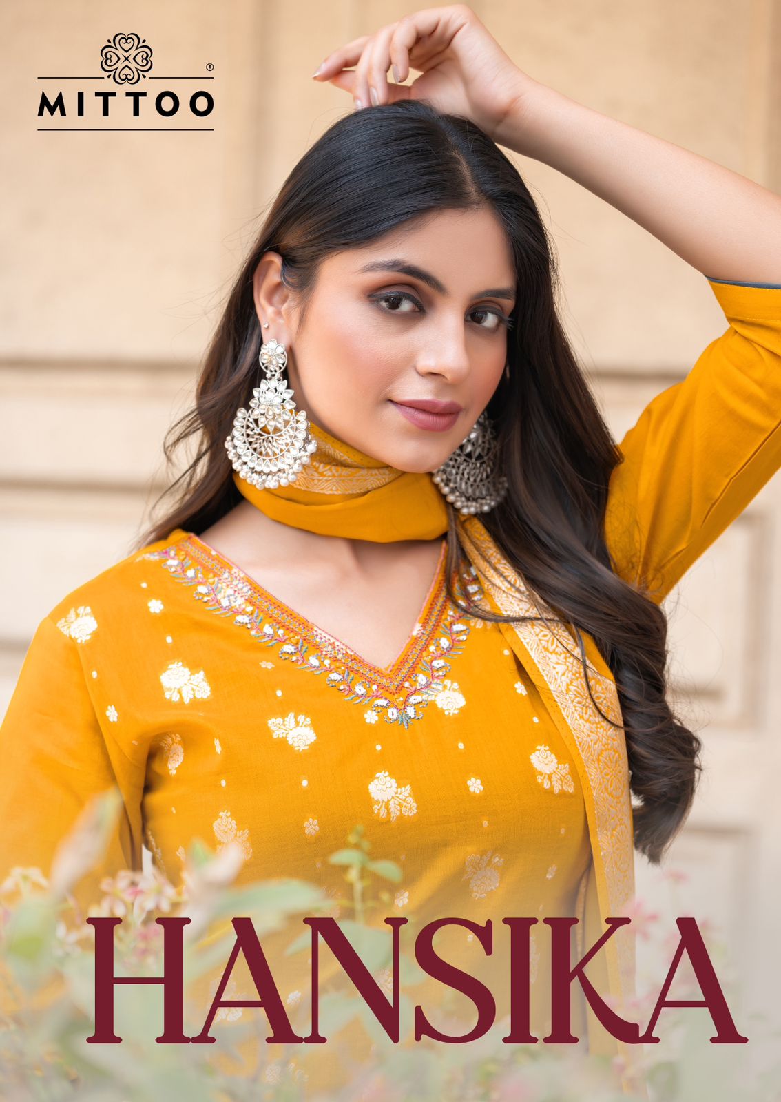 MITTOO LAUNCH HANSIKA WHOLESALE BEAUTIFUL READYMADE COTTON JEQURD WITH HAND WORK SUITS