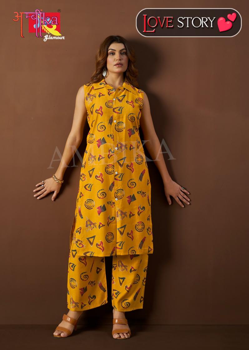 AMBIKA LOVE STORY VOL 2 VETICAN MILL PRINT STYLISH READYMADE COMBO KURTI WITH PANT