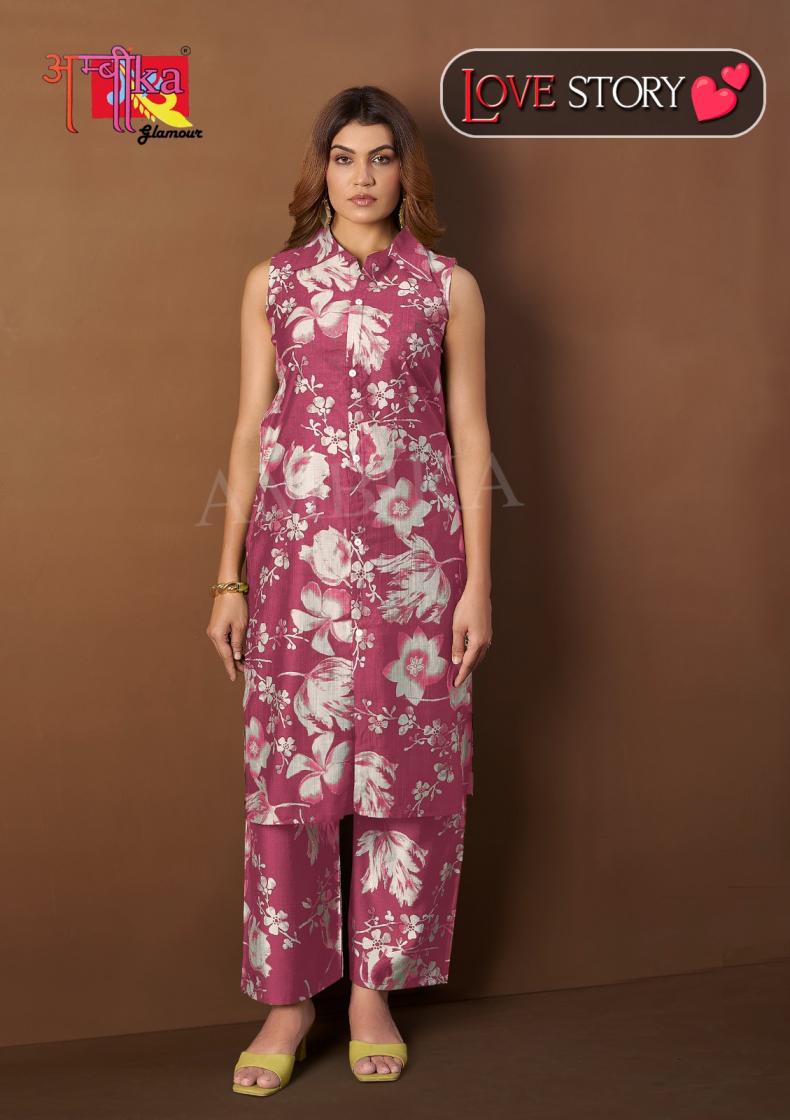 AMBIKA LOVE STORY VOL 2 VETICAN MILL PRINT STYLISH READYMADE COMBO KURTI WITH PANT