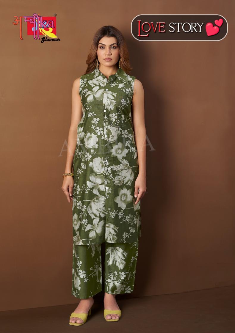 AMBIKA LOVE STORY VOL 2 VETICAN MILL PRINT STYLISH READYMADE COMBO KURTI WITH PANT