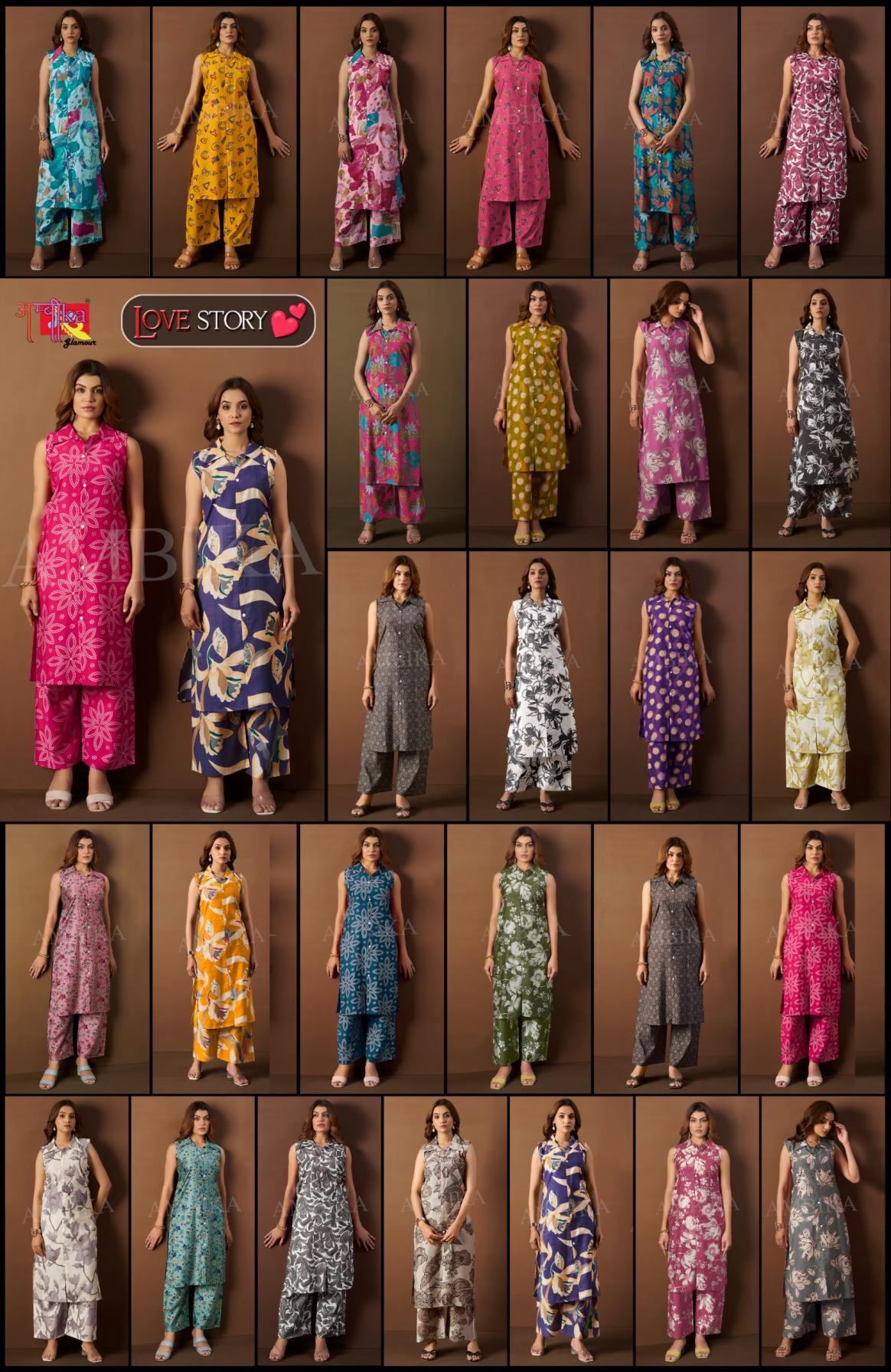 AMBIKA LOVE STORY VOL 2 VETICAN MILL PRINT STYLISH READYMADE COMBO KURTI WITH PANT