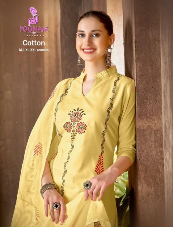 POONAM DESIGNER 351-354 COTTON GORGEOUS LOOK FULL STITCH A LINE KURTA SETS